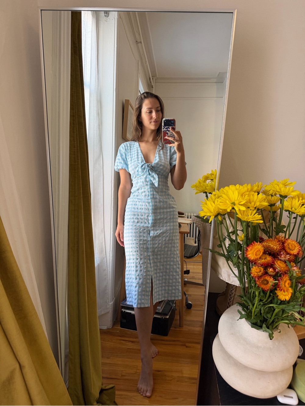 The Fifth Label Light Blue Tie-Front Midi Dress